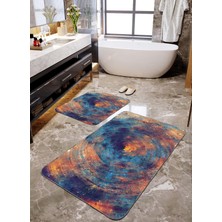 Talia Home Renkli Digital Baskılı 2'li Büyük Boy Banyo Paspas Seti