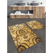 Talia Home Gold Motif Desenli 2'li Büyük Boy Banyo Paspas Seti