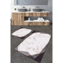 Talia Home Flu Mermer Desenli 2'li Büyük Boy Banyo Paspas Seti