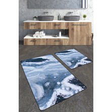 Talia Home Modern Renk Geçişli 2'li Büyük Boy Banyo Paspas Seti