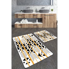 Talia Home Geometrik Desenli 2'li Büyük Boy  Banyo Paspas Seti