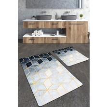 Talia Home Mozaik Desenli 2'li Büyük Boy  Banyo Paspas Seti
