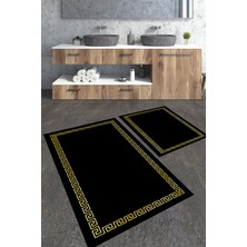 Talia Home Gold Çerçeveli 2'li Büyük Boy Banyo Paspas Seti