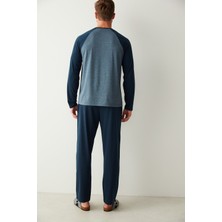 Straight Navy Pantolon Pijama Takımı