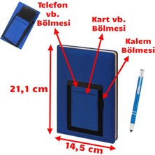 Paras Ticaret Kanguru Not Defteri Touchpen Dokunmatik Uç Metal Tükenmez Kalemli Cepli Çizgili Defter