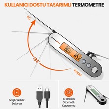 Npo Thermopro TP610 Su Geçirmez, Dijital ve Işıklı Çift Problu Katlanabilir Profesyonel Gıda Termometre