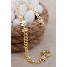 Sümer Telkari N Harfli Gurmet Altın Yaldızlı Gümüş Bileklik 4036