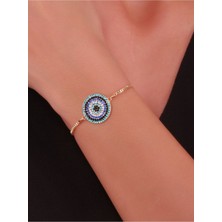 Desingshop Nazar Boncuklu Taşlı Gold Renk Bileklik DSG637SVC