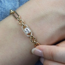 Lilarote Baget Taşlı 14 Ayar Altın Bileklik