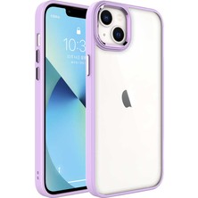 noktaks - Apple iPhone 14 - Kılıf Renkli Koruyucu Sert Krom Kapak - Lila