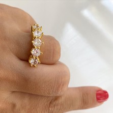 Simurg Jewellery Altın Kaplama Gümüş Beştaş Yüzük