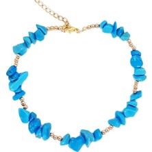 BijuStore Turkuaz Doğal Taş Kadın Halhal