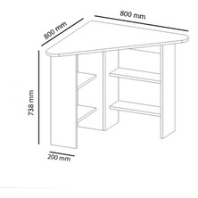 Arnetti Corner Ofis Çalışma Masası Ceviz 74X80X20 4 Raflı Özel Tasarım Uzun Ömürlü