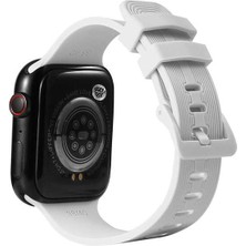 kilifone Apple Watch 7 41MM - Kordon Silikon Kordon Krd-23 - Beyaz