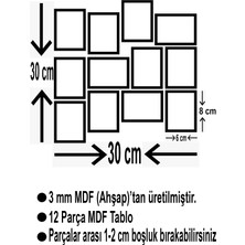 Astak Meyveler 12 Parça Mdf (Ahşap) Tablo Ofis Boyu 30 x 30 cm cm