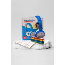 Kids Colouring H-31116 3.5mm Aux Mavi Kulaküstü Çocuk Kulaklığı (Sticker ve Pastel Boya Hediyeli)