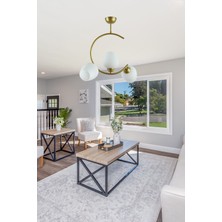 Modavize Mosso Özel Tasarım Spor Modern Dekoratif Salon Gold Eskitme Renk 110 Beyaz Camlı 3 Lü Avize