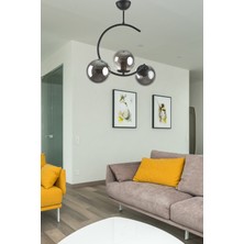 Modavize Julia Özel Tasarım Spor Modern Dekoratif Salon Siyah Renk Füme Camlı 3 Lü Avize