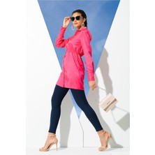 For You woman Saten Jakarlı Vatkalı Pembe Gömlek