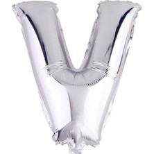 Rönesans Parti 16" Inç 40 cm Folyo Balon Gümüş Renk '' V '' Harfi