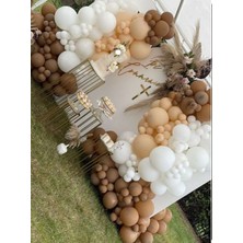 Rönesans Parti Pastel Ten Karamel Beyaz ve Çikolata Kahve Balon ve Balon Zinciri 70 Adet