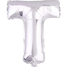 Best Parti 16" Inç 40 cm Folyo Balon Gümüş Renk '' T '' Harfi