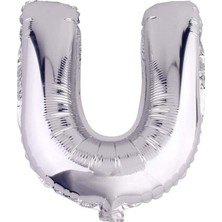 Best Parti 16" Inç 40 cm Folyo Balon Gümüş Renk '' U '' Harfi