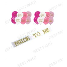 Best Parti Bride Baskılı Balon ve Beyaz Kuşak Seti