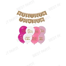 Best Parti Bride To Be Zigzag Yazılı Banner ve Baskılı Balon Seti