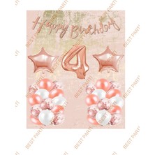 Best Parti Happy Bırthday Kaligrafi Banner Yıldızlı Balon Seti 4 Yaş