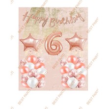 Best Parti Happy Bırthday Kaligrafi Banner Yıldızlı Balon Seti 6 Yaş
