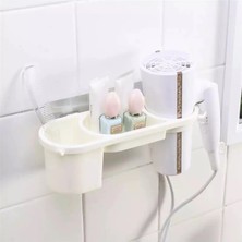 Karas Banyo Fön Rafı Diş Fırçalık Lif Askılı Organizer Yapışkanlı