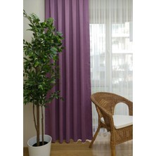 Evdepo Home Taç Eflatun Petek Kadife Dokulu Fon Perde, 1/2.5 Normal Pile, 50 x 270 cm