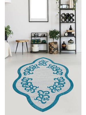 Viyana Home Kaymaz Taban Yıkanabilir Lazer Kesim Salon Halısı Mutfak Halısı Yolluk VHL-HT-1433