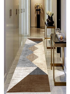 Viyana Home Dijital Baskılı Kaymaz Taban Yıkanabilir Modern Salon Halısı Koridor Halısı Yolluk VHU-HT-925