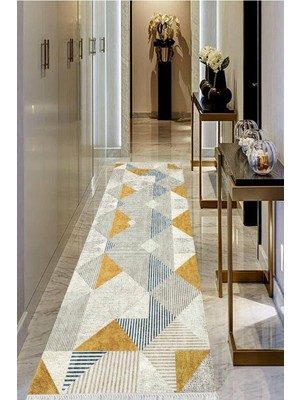 Viyana Home Dijital Baskılı Kaymaz Taban Yıkanabilir Modern Salon Halısı Koridor Halısı Yolluk VHU-SD-340