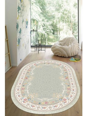 Viyana Home Dijital Baskılı Kaymaz Taban Yıkanabilir Oval Salon Halısı Mutfak Halısı Yolluk VHO-HK-173