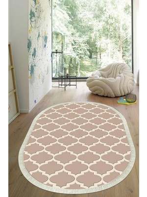 Viyana Home Dijital Baskılı Kaymaz Taban Yıkanabilir Oval Salon Halısı Mutfak Halısı Yolluk VHO-HS-175