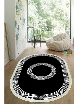 Viyana Home Dijital Baskılı Kaymaz Taban Yıkanabilir Oval Salon Halısı Mutfak Halısı Yolluk VHO-HS-418