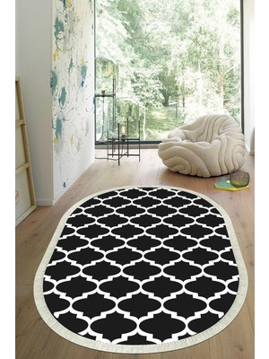 Viyana Home Dijital Baskılı Kaymaz Taban Yıkanabilir Oval Salon Halısı Mutfak Halısı Yolluk VHO-HS-178