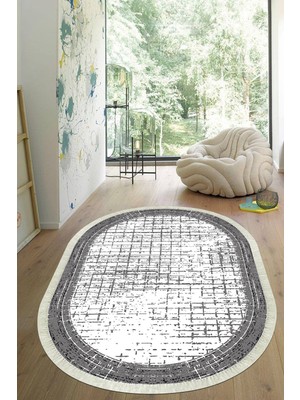 Viyana Home Dijital Baskılı Kaymaz Taban Yıkanabilir Oval Salon Halısı Mutfak Halısı Yolluk VHO-HS-209