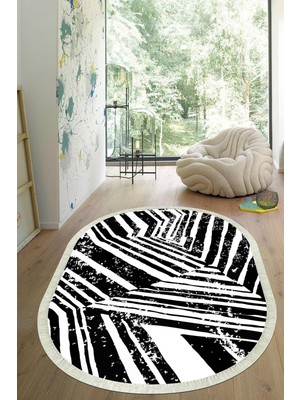 Viyana Home Dijital Baskılı Kaymaz Taban Yıkanabilir Oval Salon Halısı Mutfak Halısı Yolluk VHO-HS-560