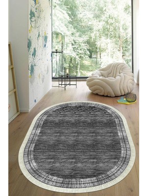 Viyana Home Dijital Baskılı Kaymaz Taban Yıkanabilir Oval Salon Halısı Mutfak Halısı Yolluk VHO-HY-1250