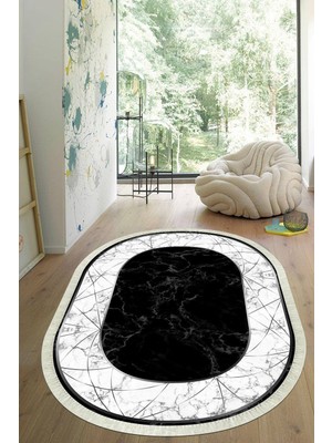 Viyana Home Dijital Baskılı Kaymaz Taban Yıkanabilir Oval Salon Halısı Mutfak Halısı Yolluk VHO-HT-656