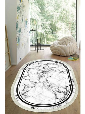 Viyana Home Dijital Baskılı Kaymaz Taban Yıkanabilir Oval Salon Halısı Mutfak Halısı Yolluk VHO-HT-794