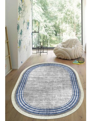 Viyana Home Dijital Baskılı Kaymaz Taban Yıkanabilir Oval Salon Halısı Mutfak Halısı Yolluk VHO-HT-663