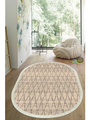 Viyana Home Dijital Baskılı Kaymaz Taban Yıkanabilir Oval Salon Halısı Mutfak Halısı Yolluk VHO-HT-728