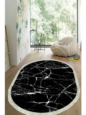 Viyana Home Dijital Baskılı Kaymaz Taban Yıkanabilir Oval Salon Halısı Mutfak Halısı Yolluk VHO-HT-415