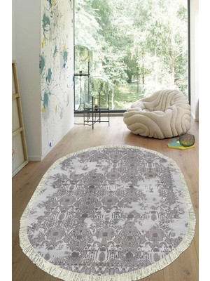 Viyana Home Dijital Baskılı Kaymaz Taban Yıkanabilir Oval Salon Halısı Mutfak Halısı Yolluk VHO-HT-992