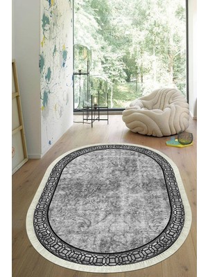 Viyana Home Dijital Baskılı Kaymaz Taban Yıkanabilir Oval Salon Halısı Mutfak Halısı Yolluk VHO-HT-241